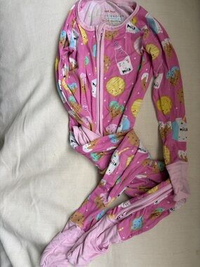 Little Sleepies Pink Milk & Cookies Zippered Sleeper 18-24mo